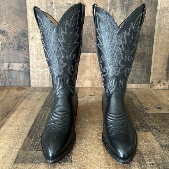 Dan Post 110 J Black Western Extra Wide Cowboy Boots Mens 9 EW - Picture 1 of 12